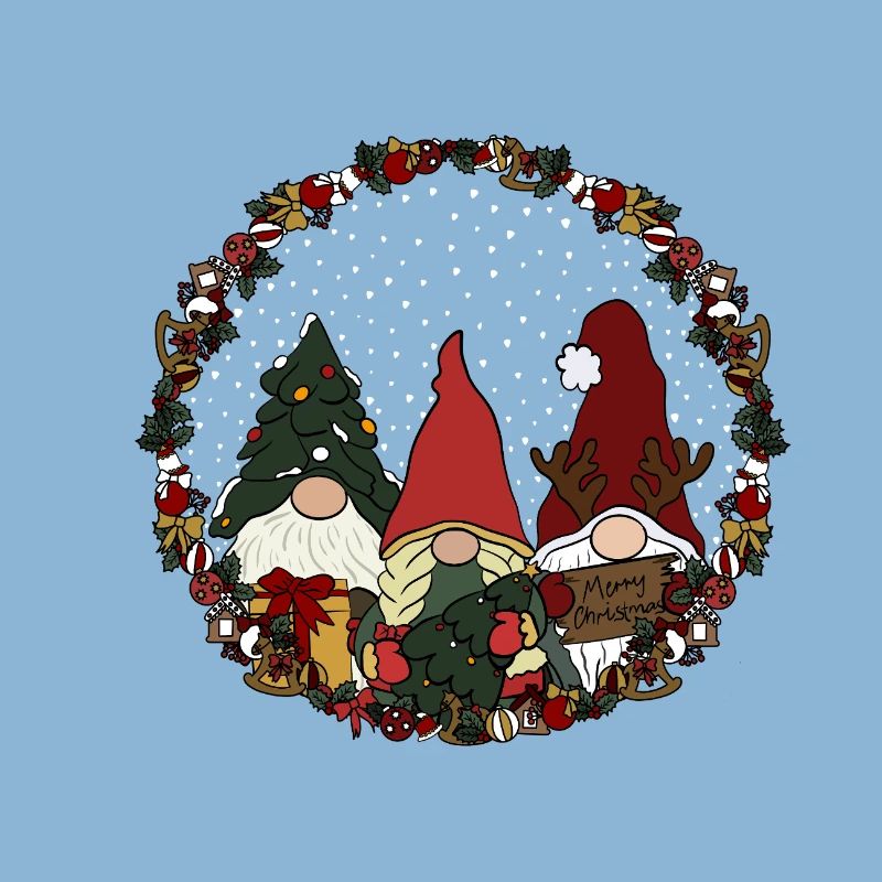 Wichtel  im Weihnachtskranz