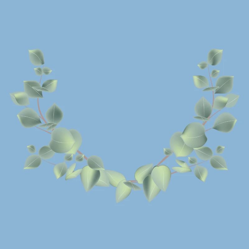 delicate eucalyptus branches as a half wreath