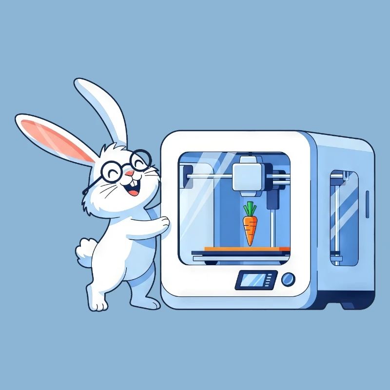 Funny Rabbit Nerd Programmer 3D Printer