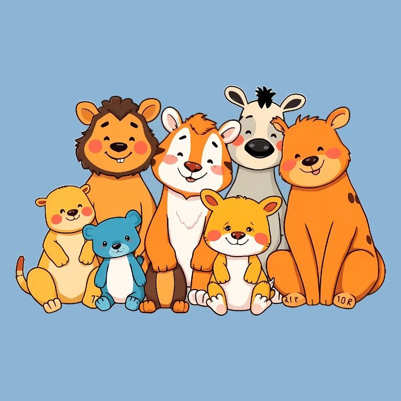 Verspielte Tierfamilie Comic Design