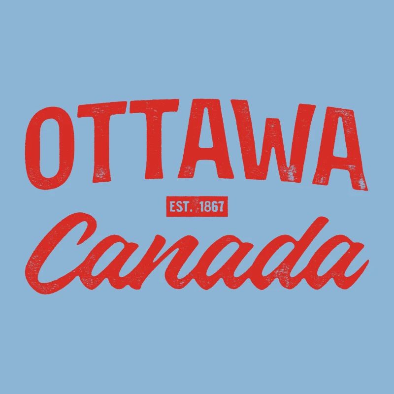 Ottawa Canada Retro Script Rouge