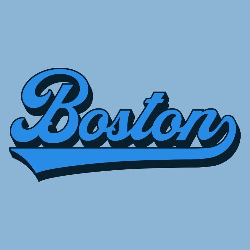 Boston Blau Script Retro