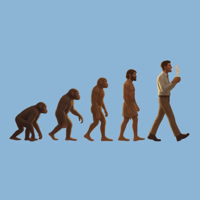 Evolutionary journey: From ape to coffee-drinking man