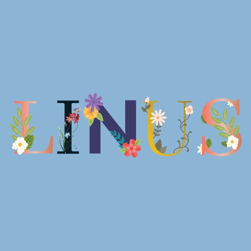 Le nom de LINUS est décoré de fleurs
