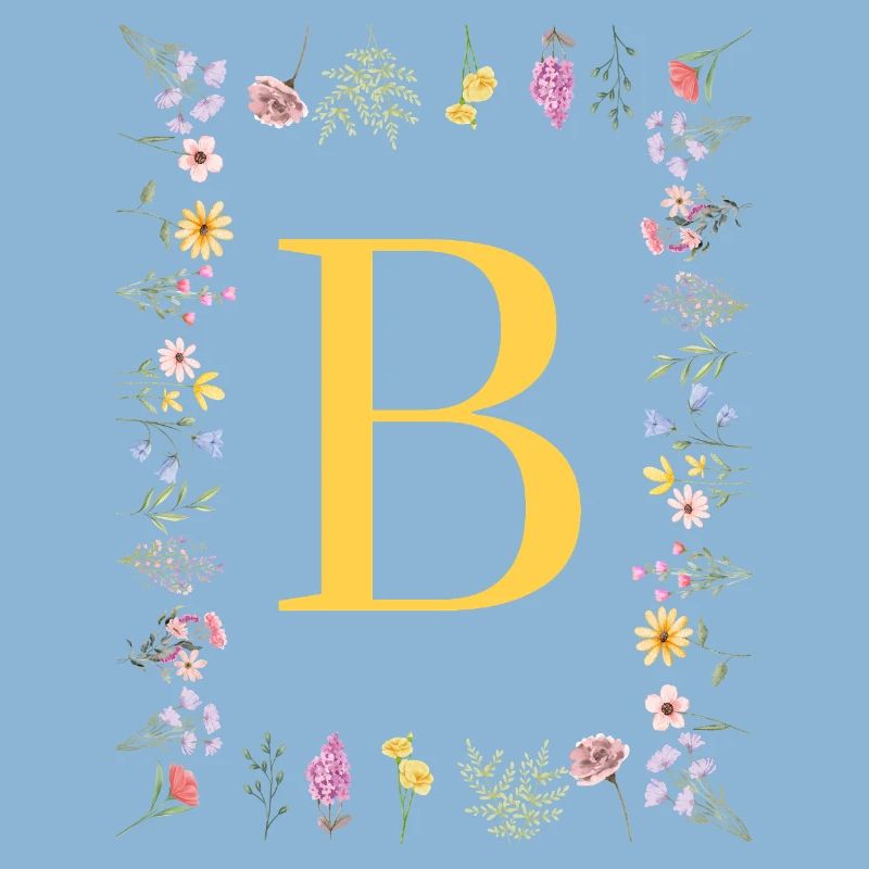 Florale Initialen "B", Buchstaben Monogramm 