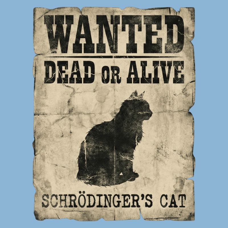 Schrödingers Katze gesucht Tot-oder-lebendig Physik-Wortspiel