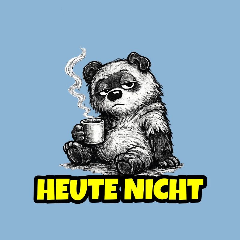 Not Today – Grumpy Bear with Coffee (Sketch)
