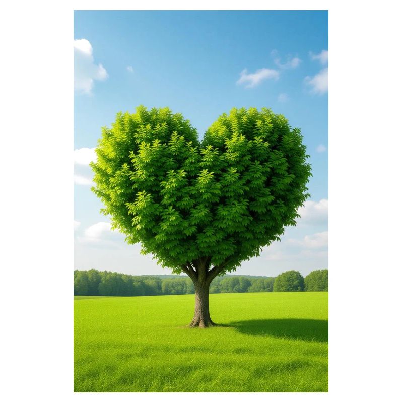 Heart Tree in Sunlit Meadow