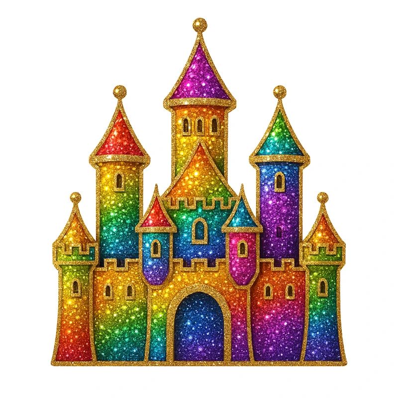 Rainbow Glitter Castle Design