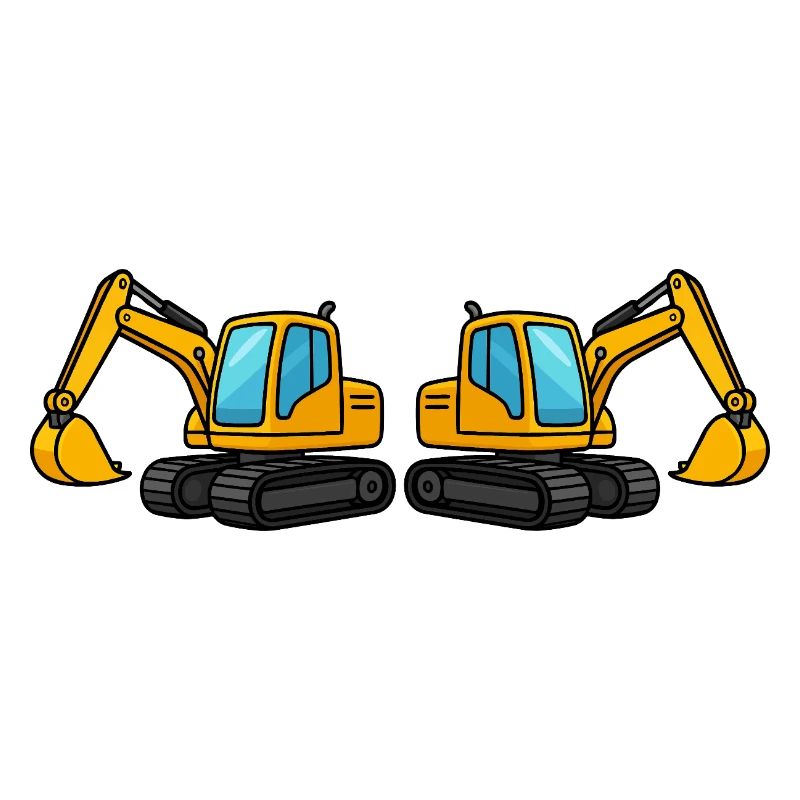 Silhouette de machine de construction double