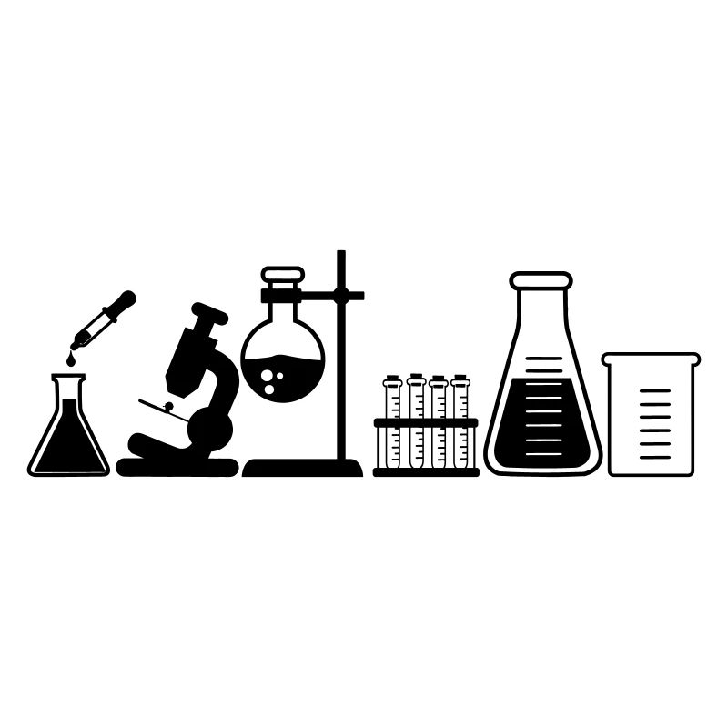 Laboratoire avec bocaux, microscope et tubes