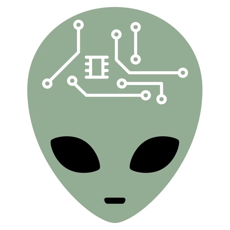 Alien Head with Circuits (three colours)