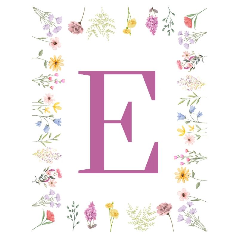 Monogramme E avec des fleurs de printemps