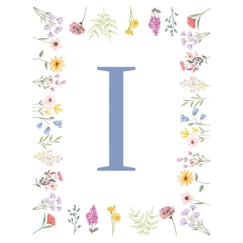 Florale Initial "I" Blumenmonogramm