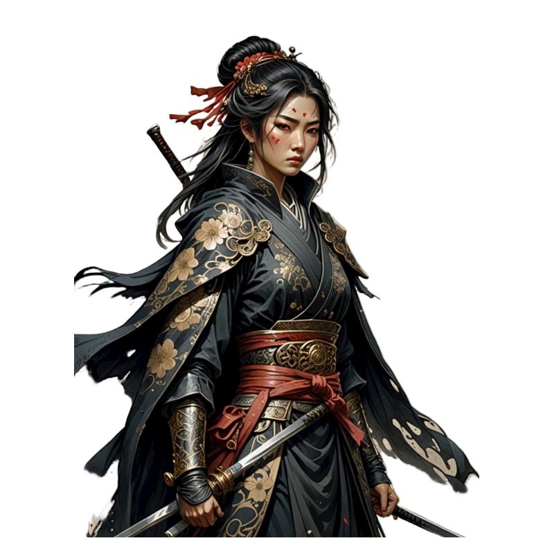 Black Samurai with Gold Patterns