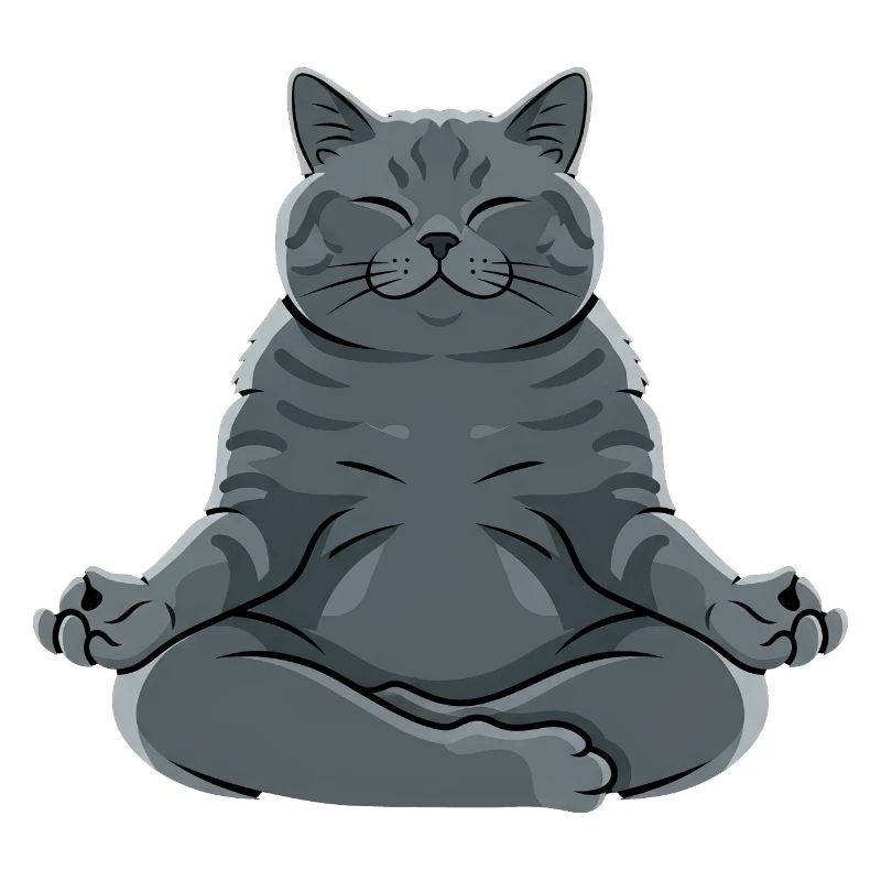Meditierende Graue Katze