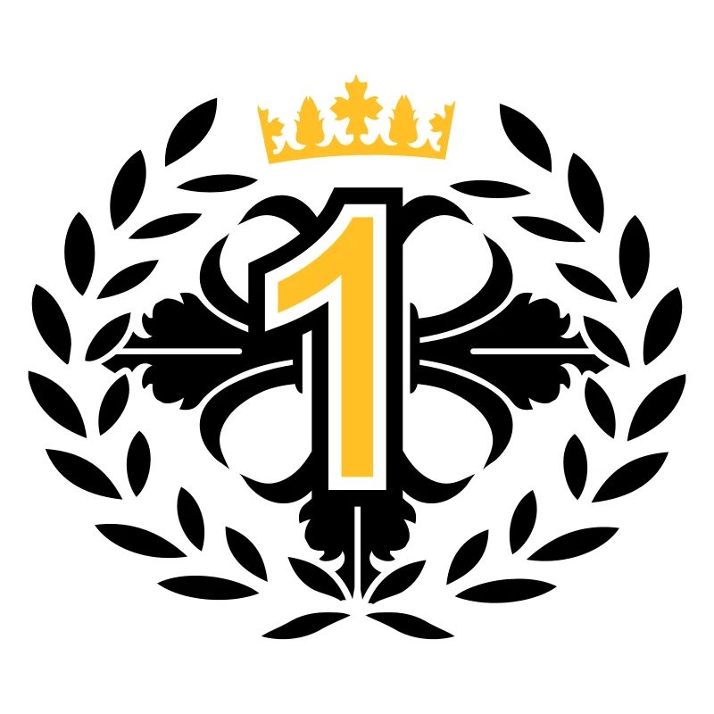 Die Nummer Eins mit Lorbeerkranz und Krone