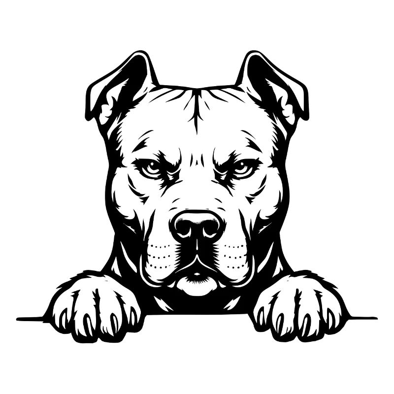 Pitbull Head with Paws