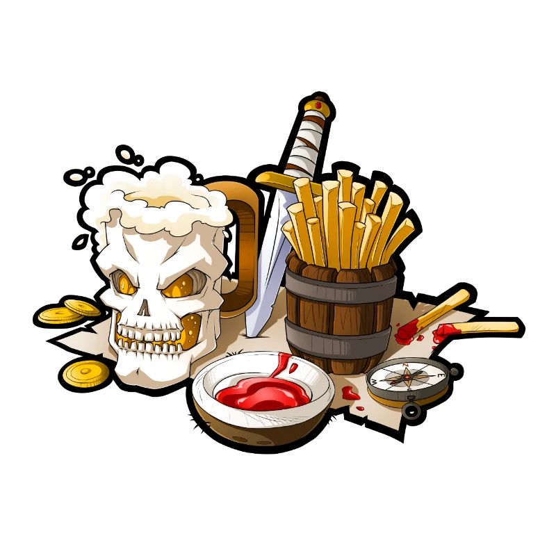 Chope de bière Skull et chips de pirate