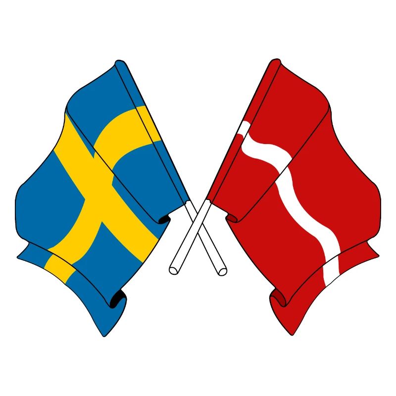 Drapeau de la Suède, drapeau de la Lettonie