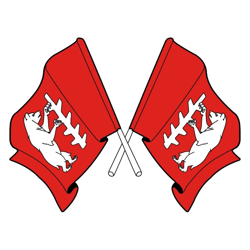Two Crossed Warwickshire Flags