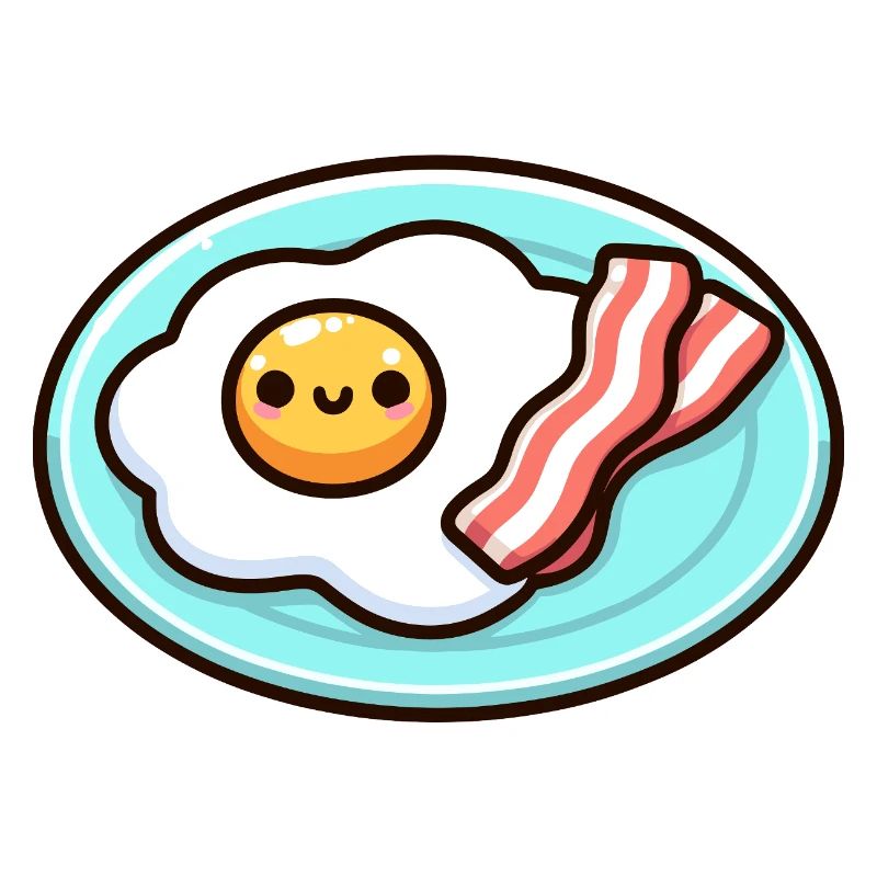 Cute Sunny Side Breakfast Illustration