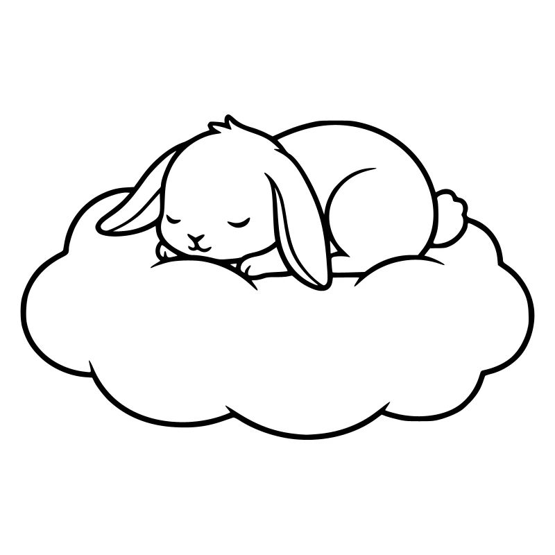 Sleeping Bunny Cloud Outline Vector