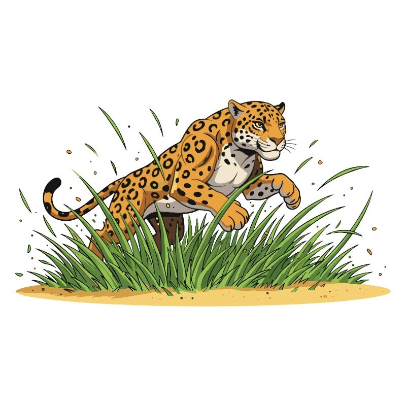 Léopard dans l’herbe – Férocité de dessin animé