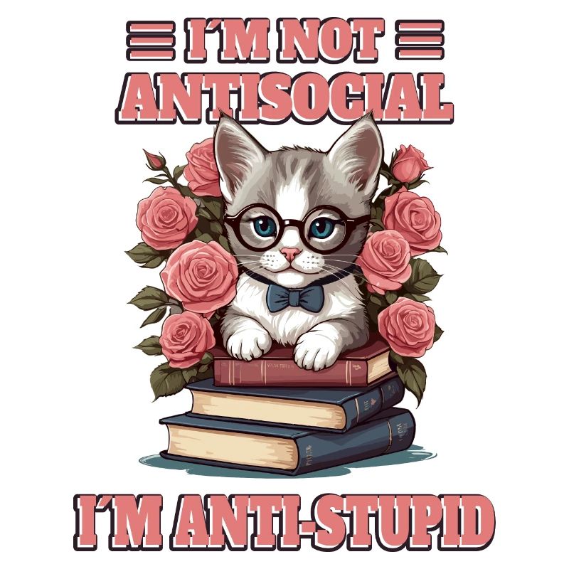 Clever cat with reading glasses