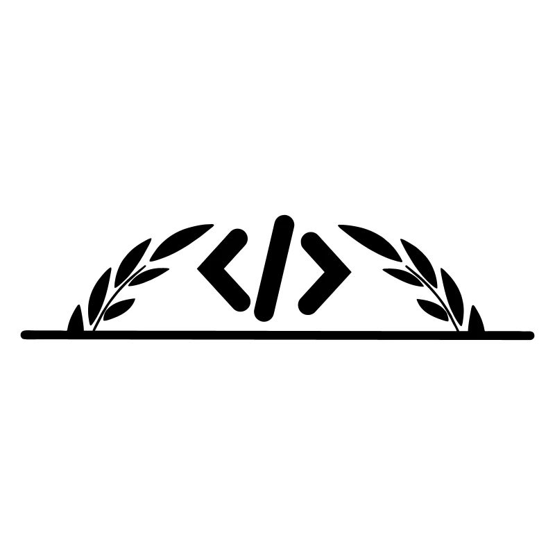 Code logo in half laurel wreath