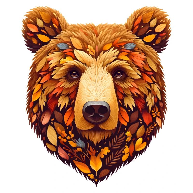 Brown bear, designed from different leaves