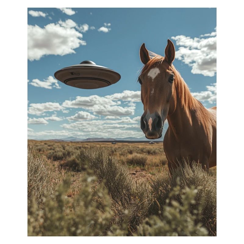 Pferd Selfie mit UFO