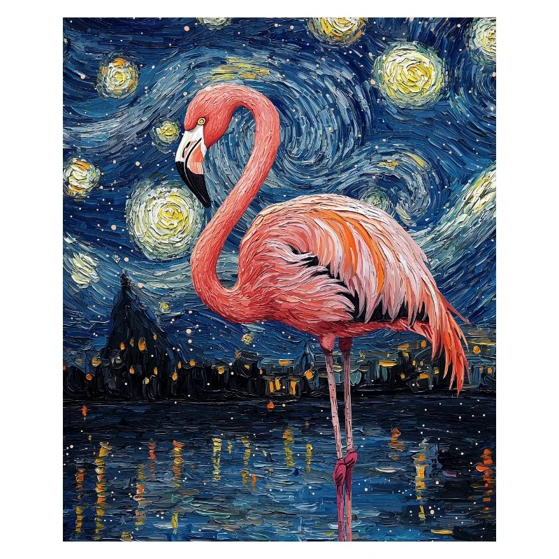 Flamingo Van Gogh Style Starry Night