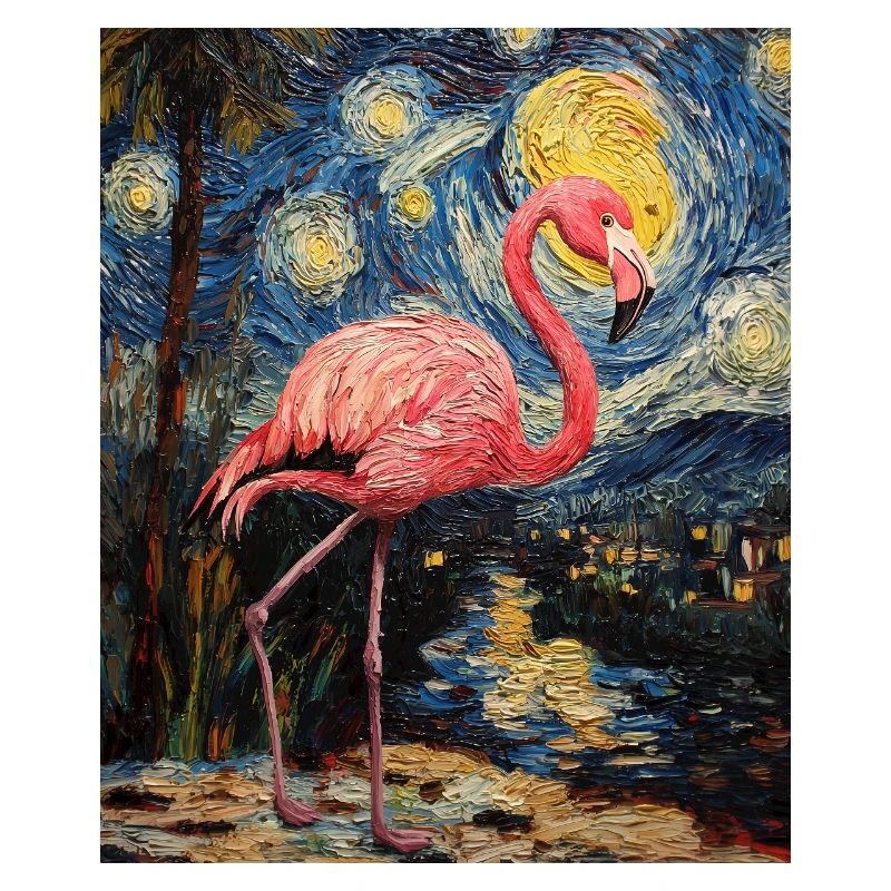 Flamingo Van Gogh Style Starry Night