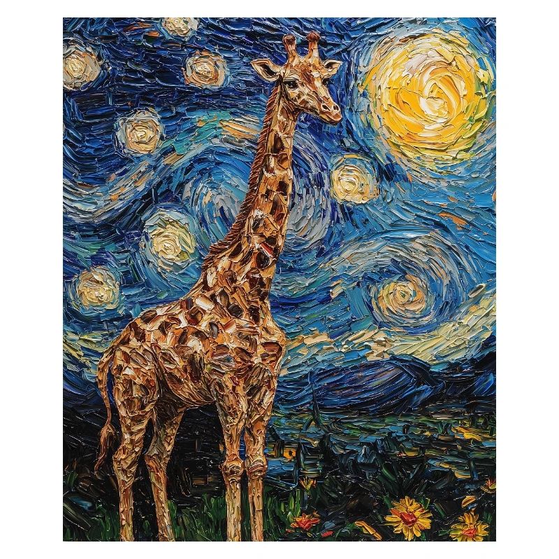 Giraffe Van Gogh Style Starry Night