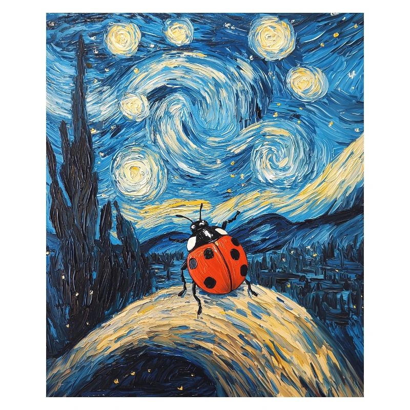 Ladybug Van Gogh Style Starry Night
