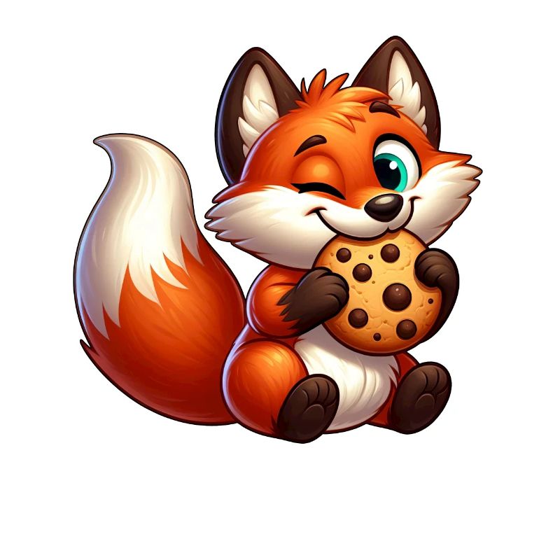 Cute red fox with biscuit