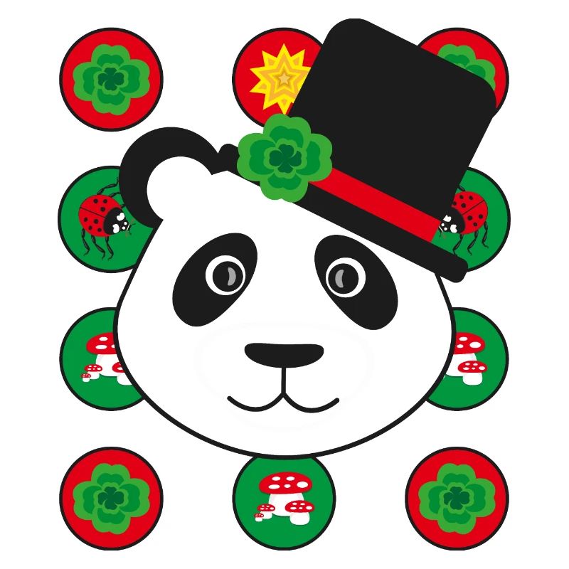 Neujahr Panda mit Kleeblatt.