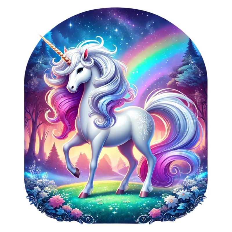 Regenbogen-Einhorn im Waldtraum