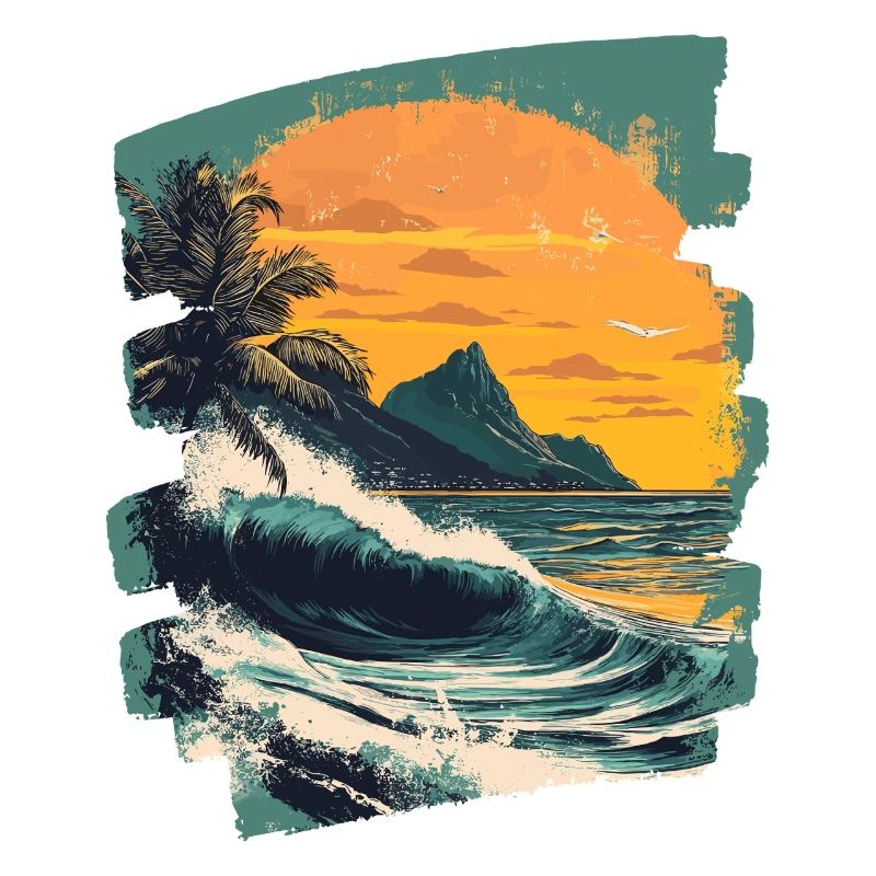 Beach Palm Trees Sunset Summer