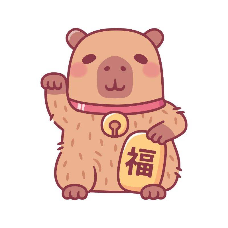 Cute Good Luck Waving Capybara