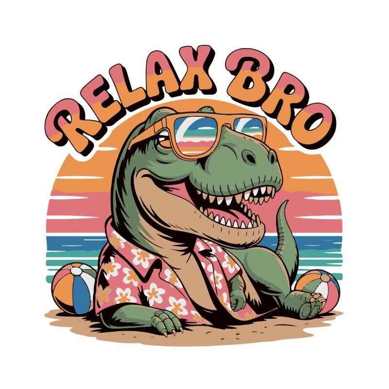 Relax Bro Dinosaur Beach Pattern