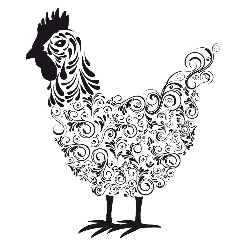 Artistic Chakra Rooster with Floral Patterns