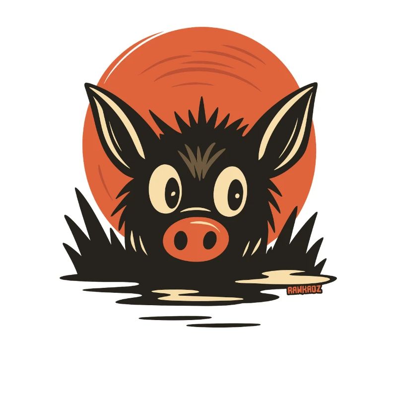 Dessin animé de cochons dans la boue
