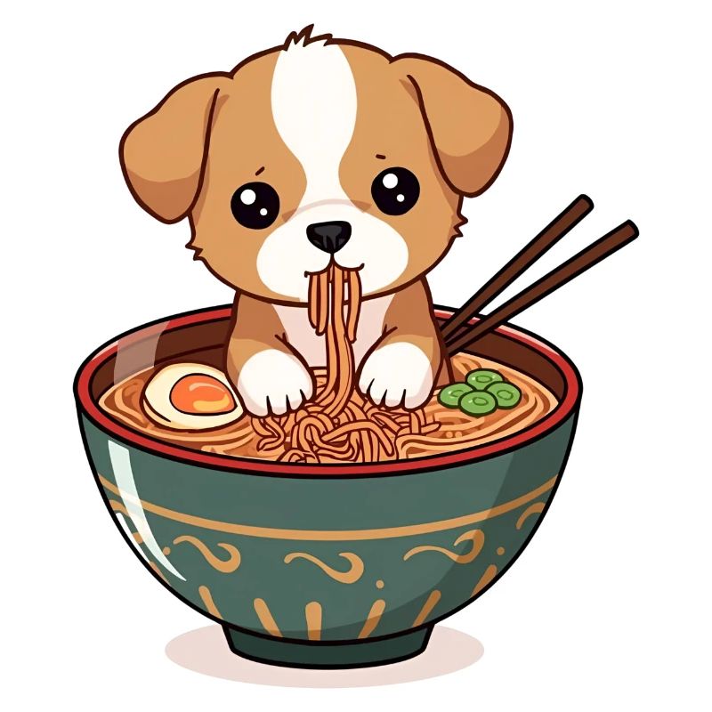 Anime Puppy à Ramen - Conception d’aliments mignons