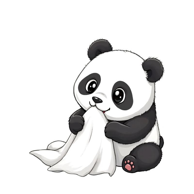 Bébé Panda avec une couette – Dessin animé mignon