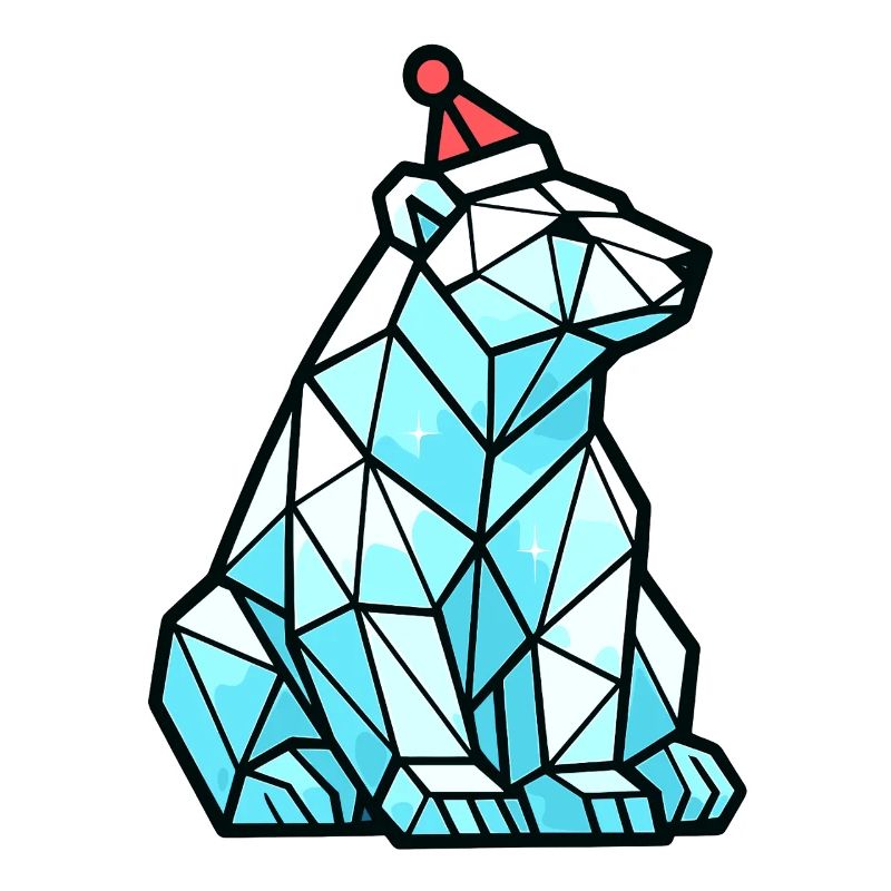 Polygon Eisbär mit Weihnachtsmütze