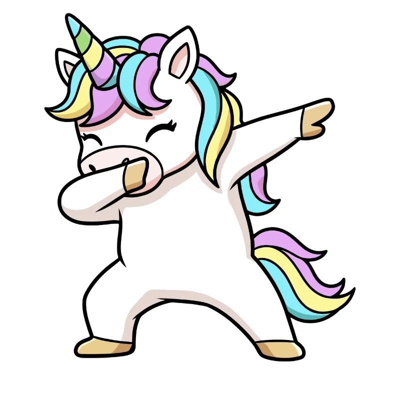 Buntes Einhorn in Dab Position 