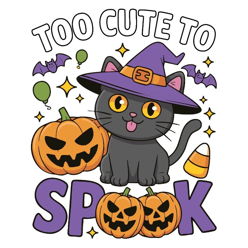 Trop mignon pour être effrayé - Chat sorcière mignon