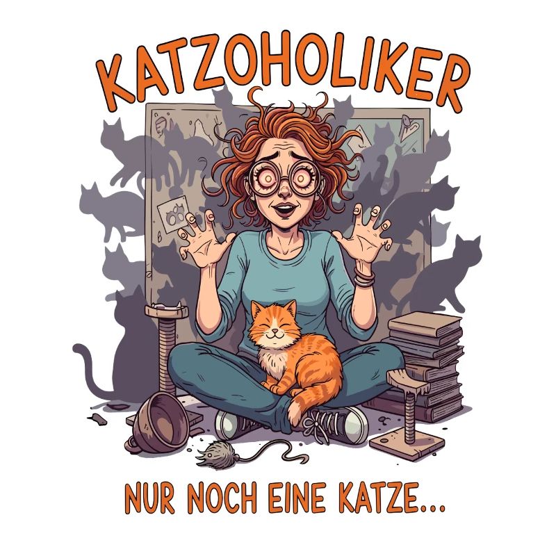 Katzoholiker Nur noch eine Katze - Lustiger Spruch